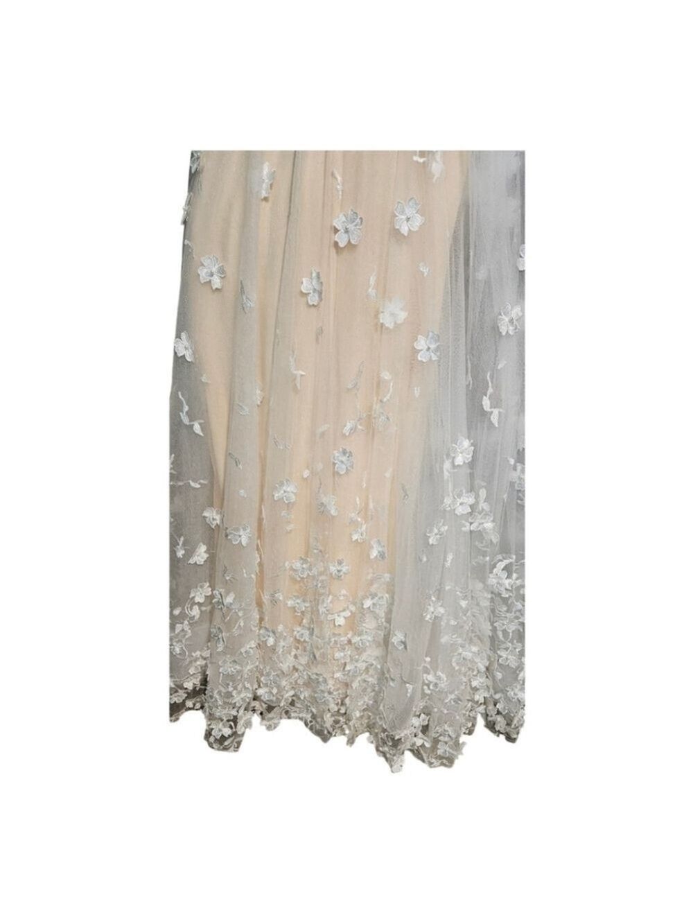 Mac Duggal Embellished Ivory and Peach Floral Appliqué Size 12 Style 22845 NWOT - Picture 13 of 16